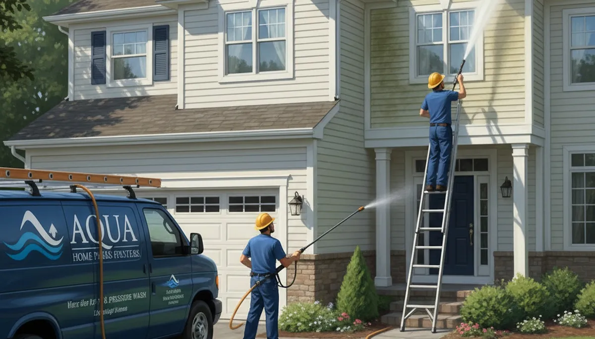 Vinyl siding pressure cleaning in Charlotte, NC to remove mold, mildew, and pollen buildup